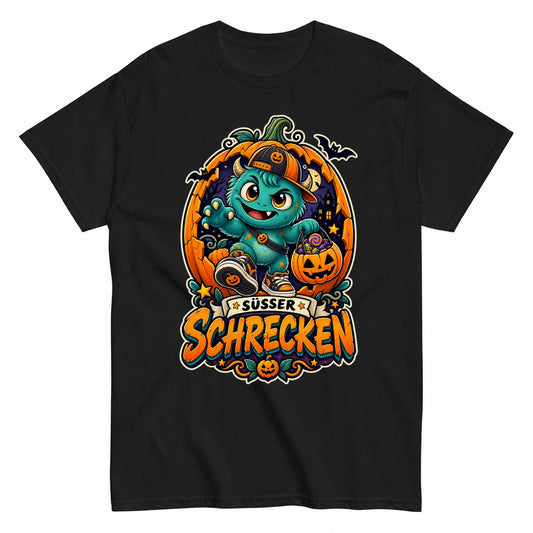 Sweet Terror Cool Halloween Monster For Boys Halloween Shirt in Black – product view