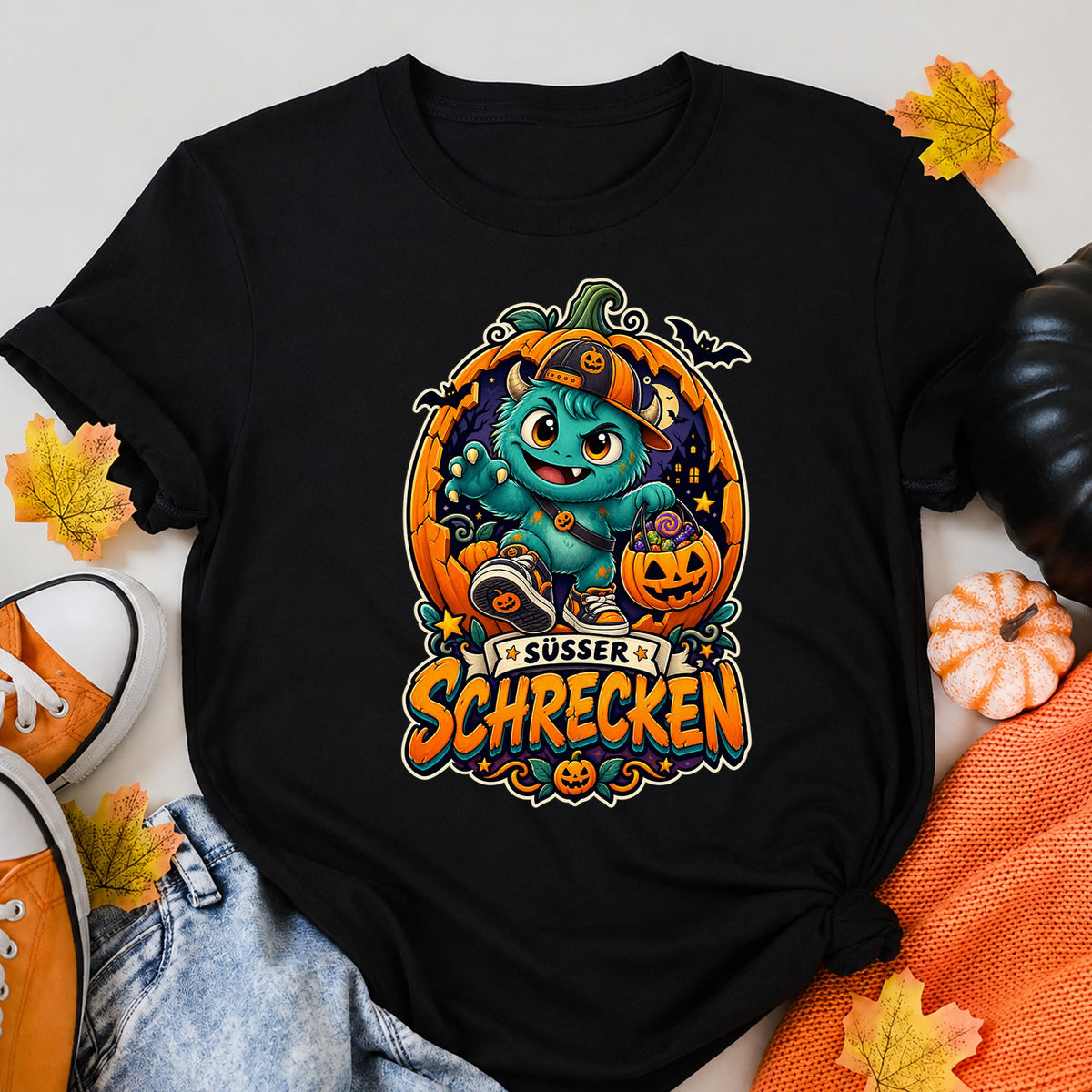 Sweet Terror Cool Halloween Monster For Boys Halloween Shirt in Black – alternate view