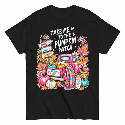 Take Me To The Pumpkin Patch Halloween Shirt in Black – product view