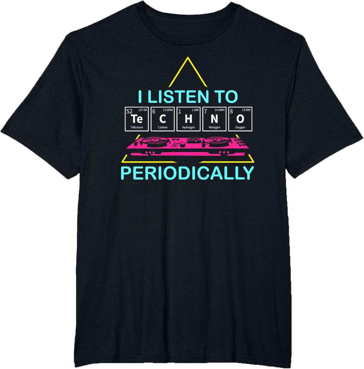 KAVENRO Periodic Techno graphic T-shirt in black with periodic-table inspired design