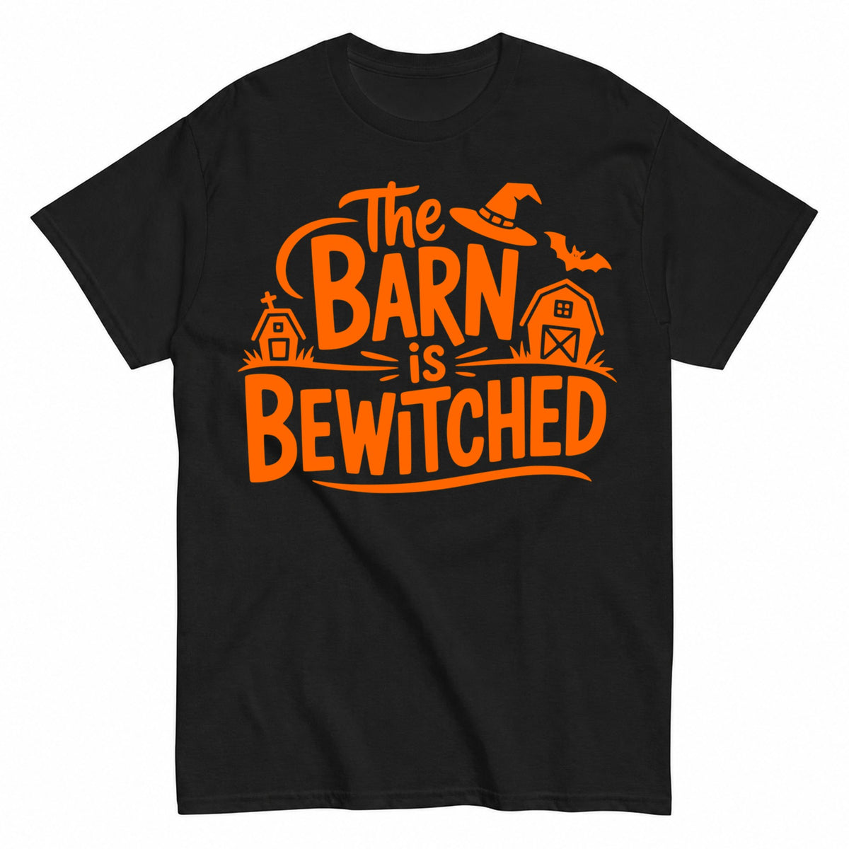 The Barn Is Bewitched Halloween Shirt in Black – product view