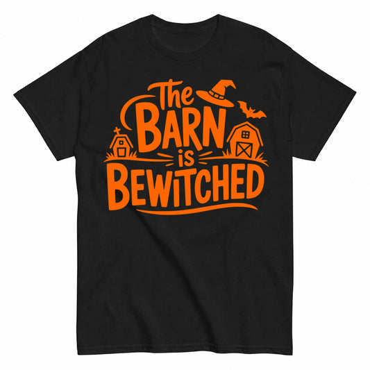 The Barn Is Bewitched Halloween Shirt in Black – product view