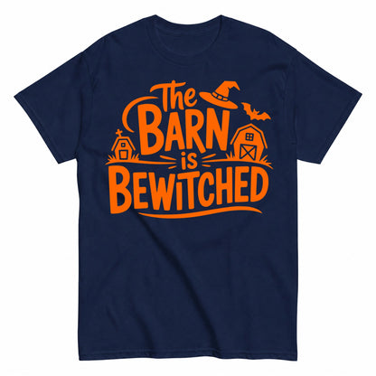 The Barn Is Bewitched Halloween Shirt in Navy – product view