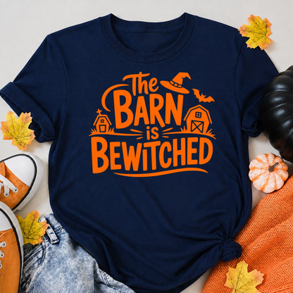 The Barn Is Bewitched Halloween Shirt in Navy – alternate view