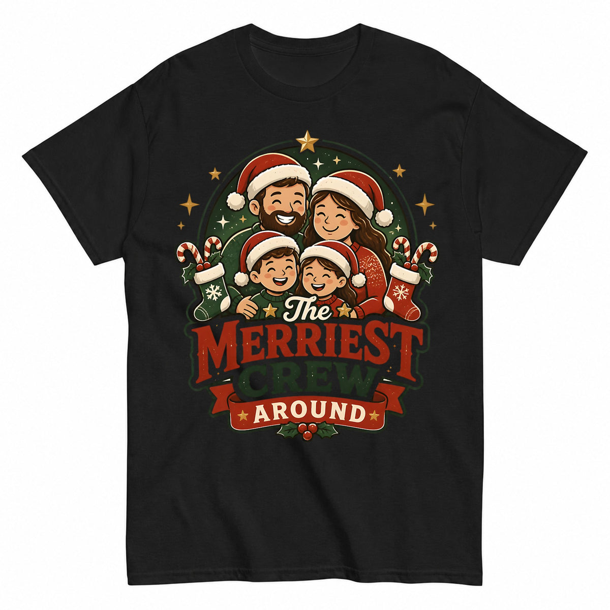 The Merriest Crew Around Christmas Family T-Shirt - product view 1
