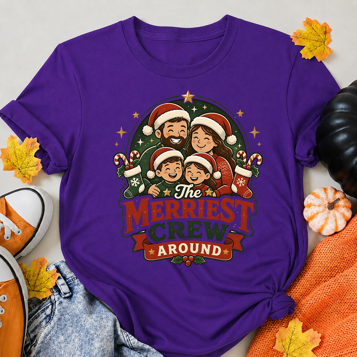 The Merriest Crew Around Christmas Family T-Shirt - product view 6