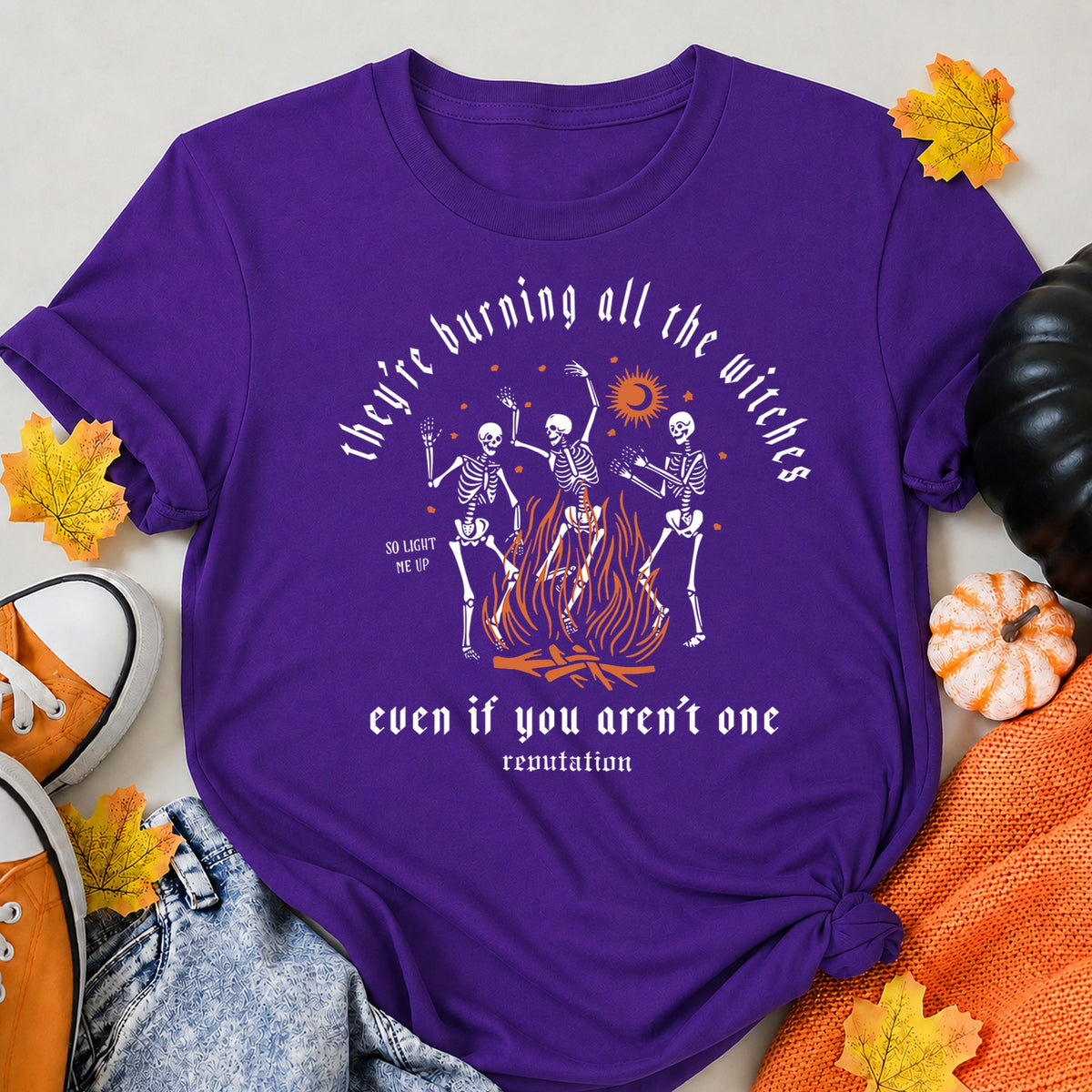 They'Re Burning All The Witches Even If You Aren'T One Halloween Shirt in Blue – alternate view