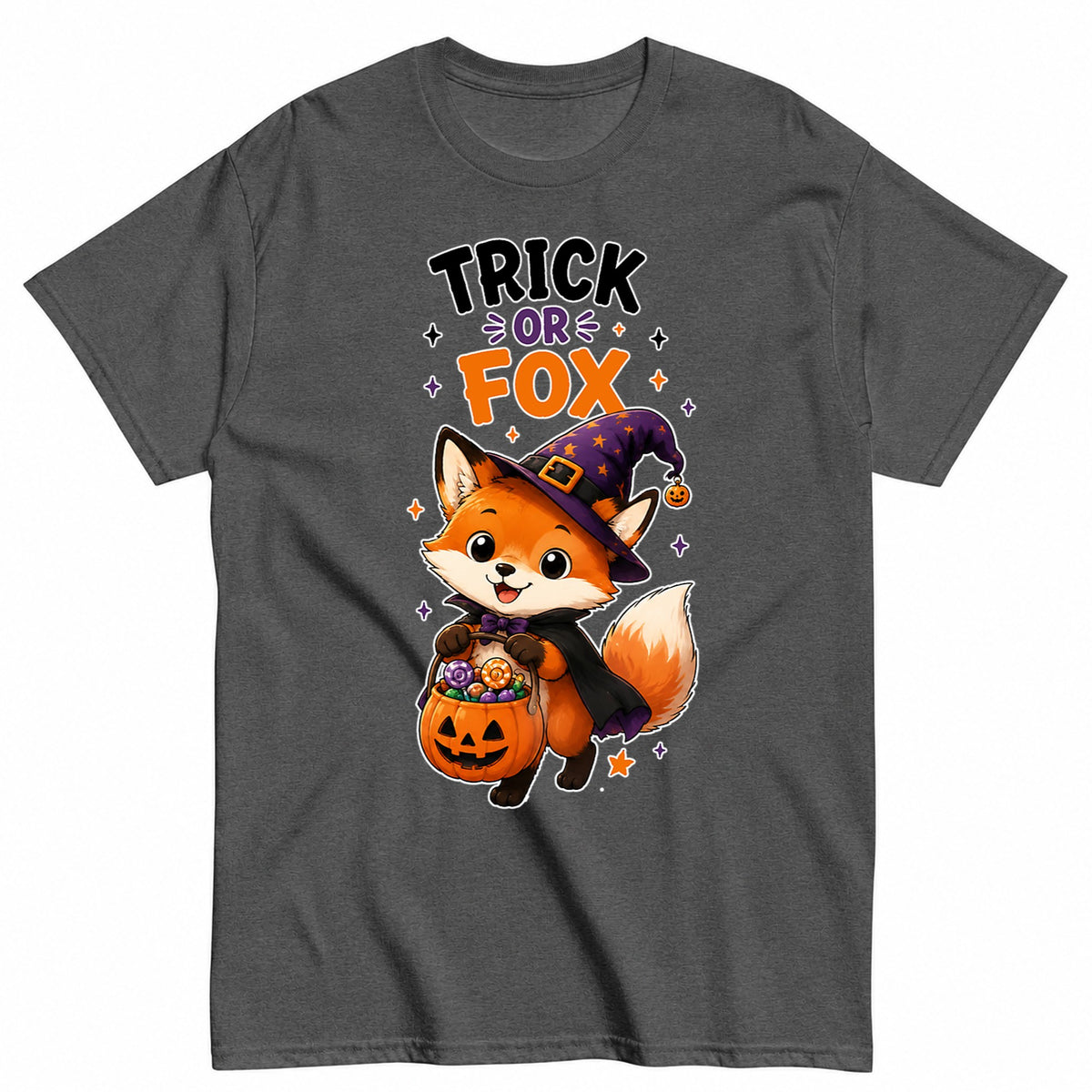 Trick Or Fox Halloween Shirt in Grey – product view