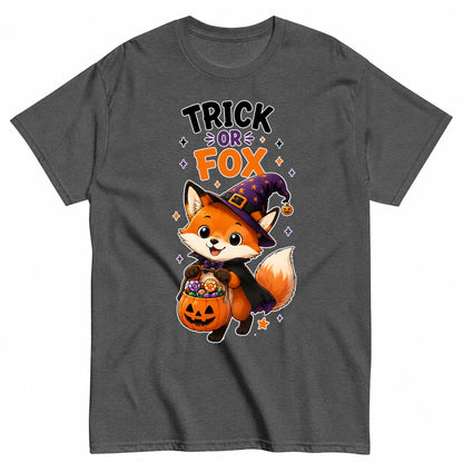 Trick Or Fox Halloween Shirt in Grey – product view