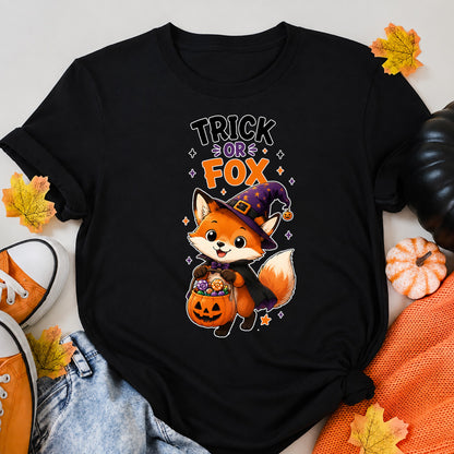 Trick Or Fox Halloween Shirt in Black – alternate view
