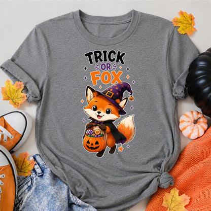 Trick Or Fox Halloween Shirt in Grey – alternate view
