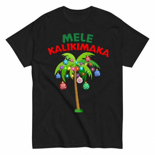Tropical Palm Tree Decorated With Christmas Ornaments T-Shirt - product view 1