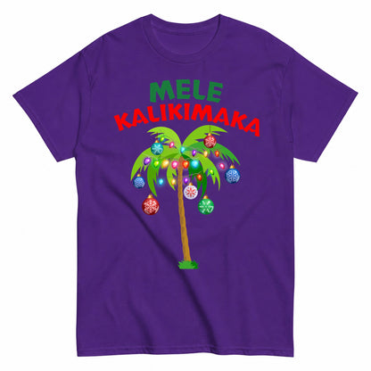 Tropical Palm Tree Decorated With Christmas Ornaments T-Shirt - product view 2