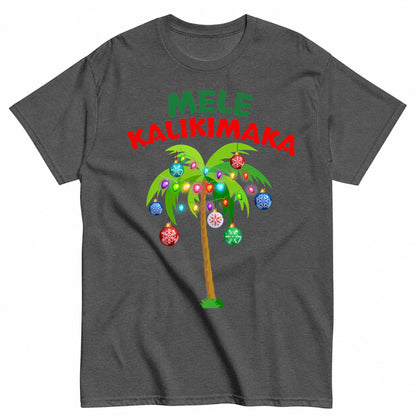Tropical Palm Tree Decorated With Christmas Ornaments T-Shirt - product view 3