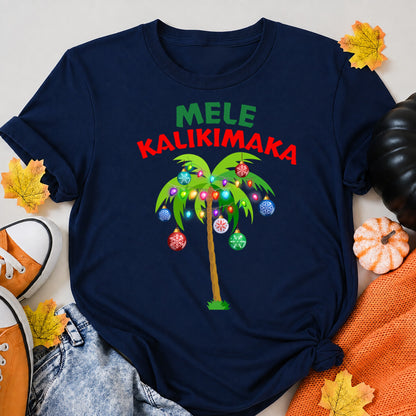 Tropical Palm Tree Decorated With Christmas Ornaments T-Shirt - product view 8