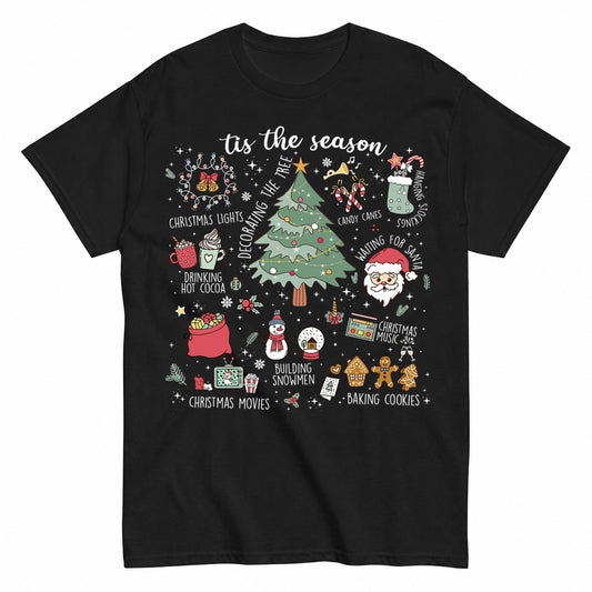 Vintage Christmas Doodle Retro Holiday T-Shirt - product view 1