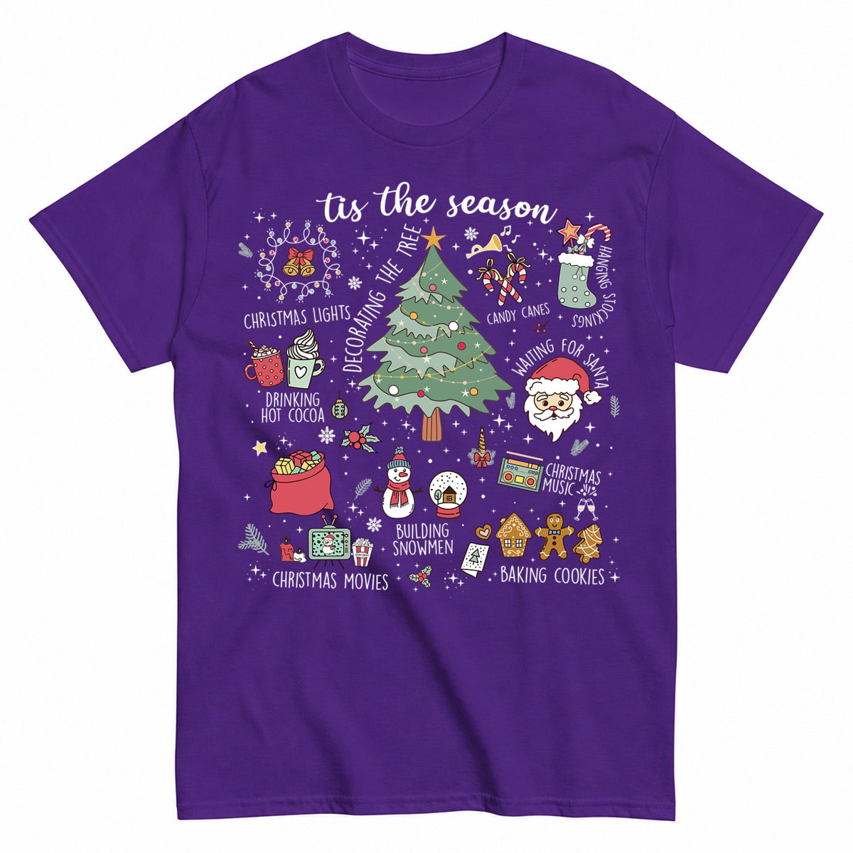 Vintage Christmas Doodle Retro Holiday T-Shirt - product view 2