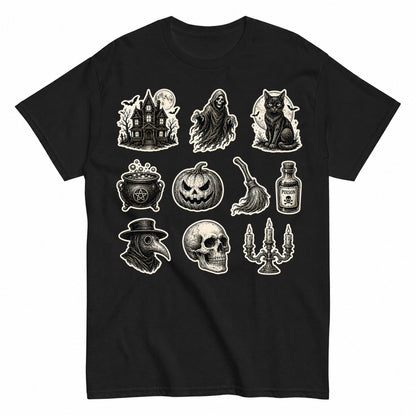 Vintage Gothic Halloween Pack Halloween Shirt in Black – product view