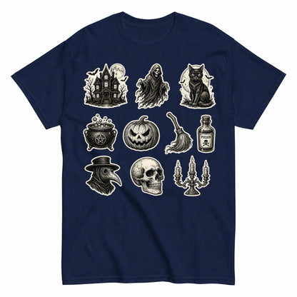 Vintage Gothic Halloween Pack Halloween Shirt in Navy – product view