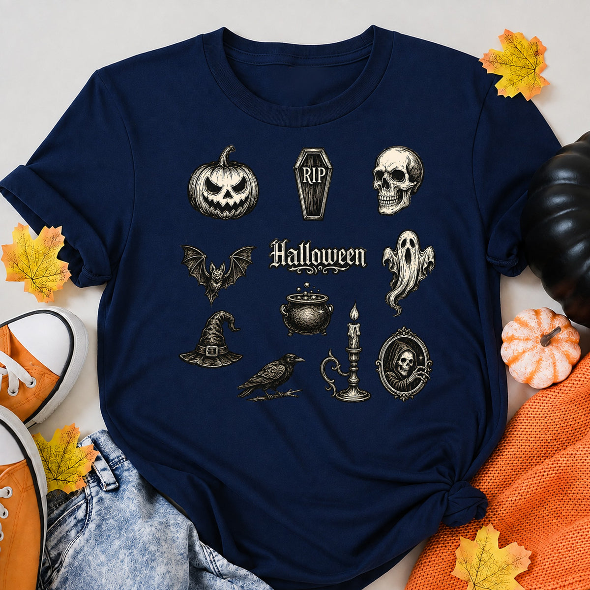 Vintage Halloween Pack Halloween Shirt in Navy – alternate view
