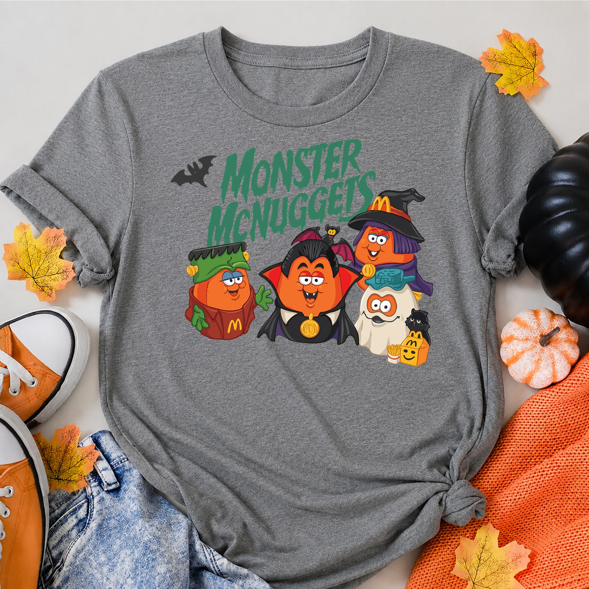 Vintage Monster Nuggets Halloween Retro Mcnuggets Halloween Shirt in Grey – alternate view