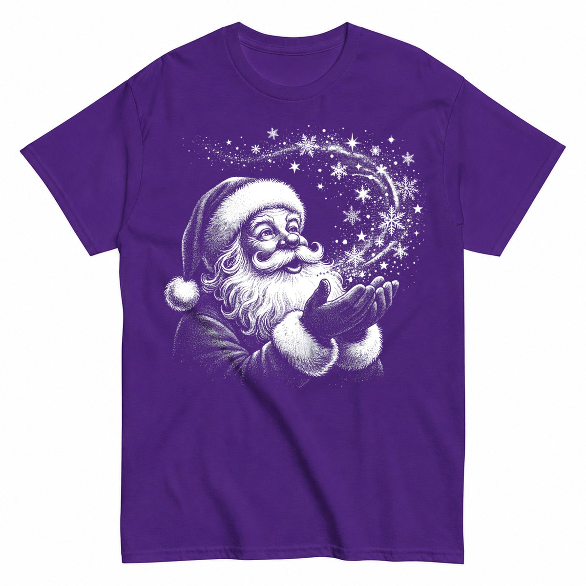 Vintage Santa Claus Retro Christmas Black And White Santa Winter Classic Xmas T-Shirt - product view 2