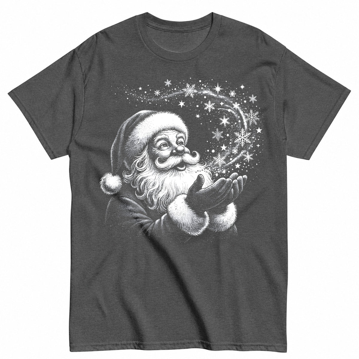 Vintage Santa Claus Retro Christmas Black And White Santa Winter Classic Xmas T-Shirt - product view 3