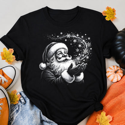 Vintage Santa Claus Retro Christmas Black And White Santa Winter Classic Xmas T-Shirt - product view 5