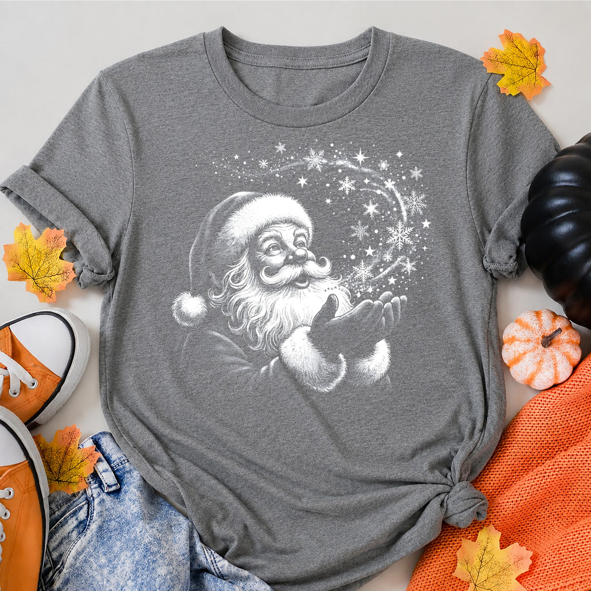 Vintage Santa Claus Retro Christmas Black And White Santa Winter Classic Xmas T-Shirt - product view 7