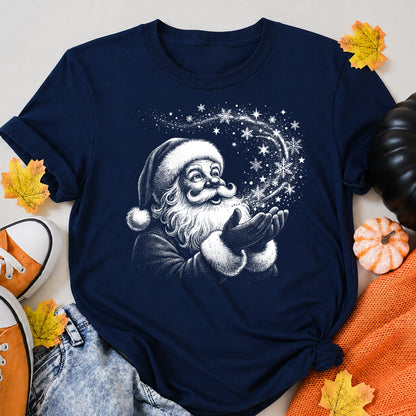 Vintage Santa Claus Retro Christmas Black And White Santa Winter Classic Xmas T-Shirt - product view 8