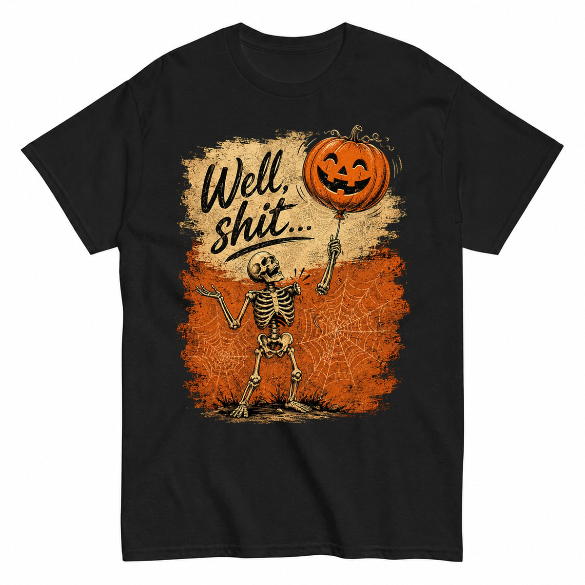 Well Shit Halloween Skeleton Funny Halloween Shirt in Black – product view