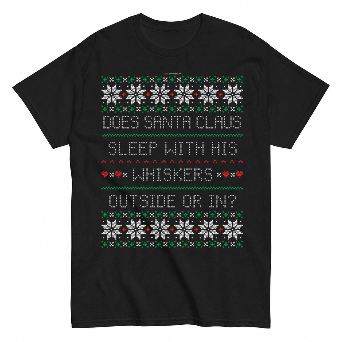 Whiskers Ugly Christmas Sweater T-Shirt - product view 1