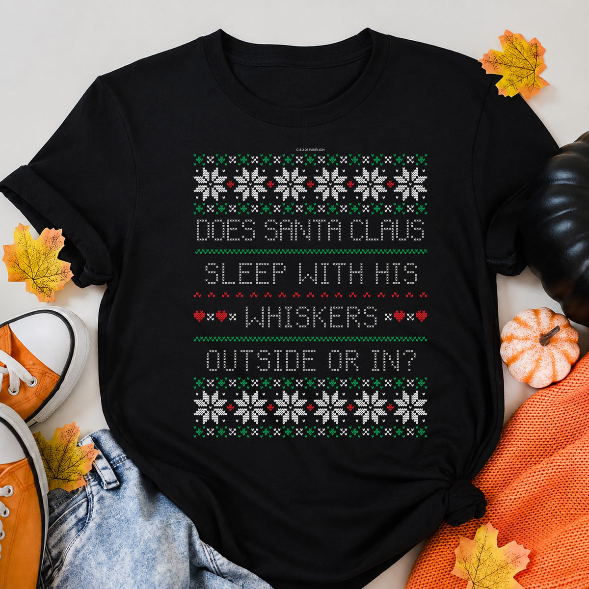 Whiskers Ugly Christmas Sweater T-Shirt - product view 5