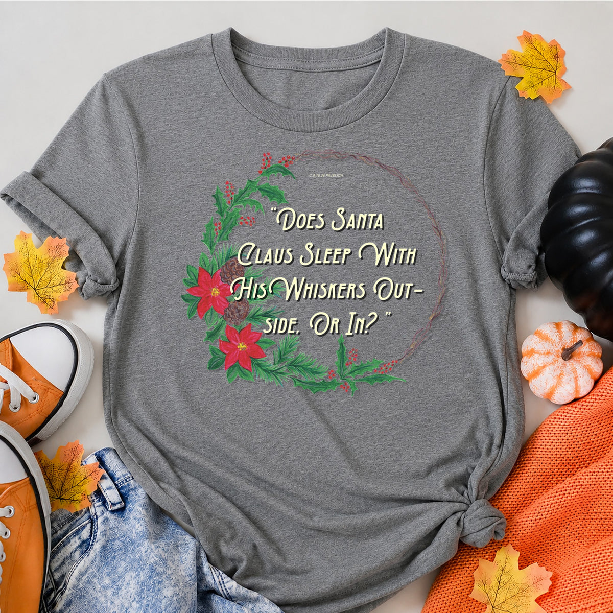 Whiskers Wreath Christmas T-Shirt - product view 7