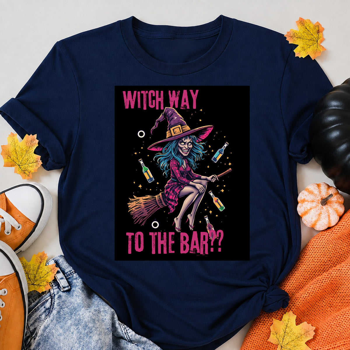 Witch Way Halloween Shirt in Navy – alternate view