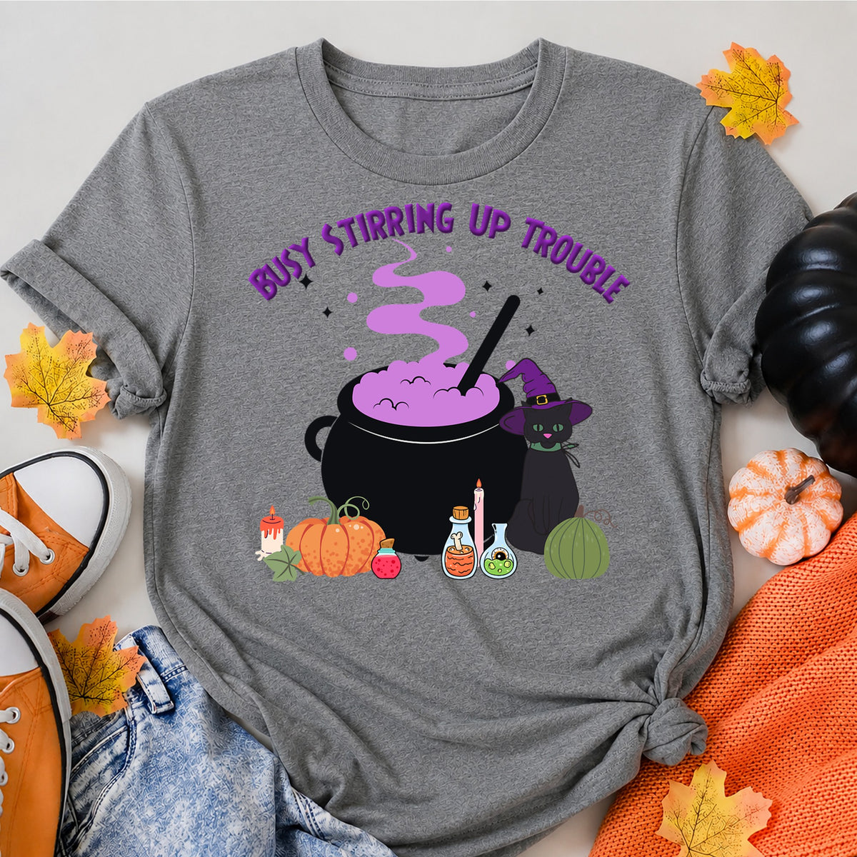 Witches Brew Halloween Shirt in Grey – alternate view