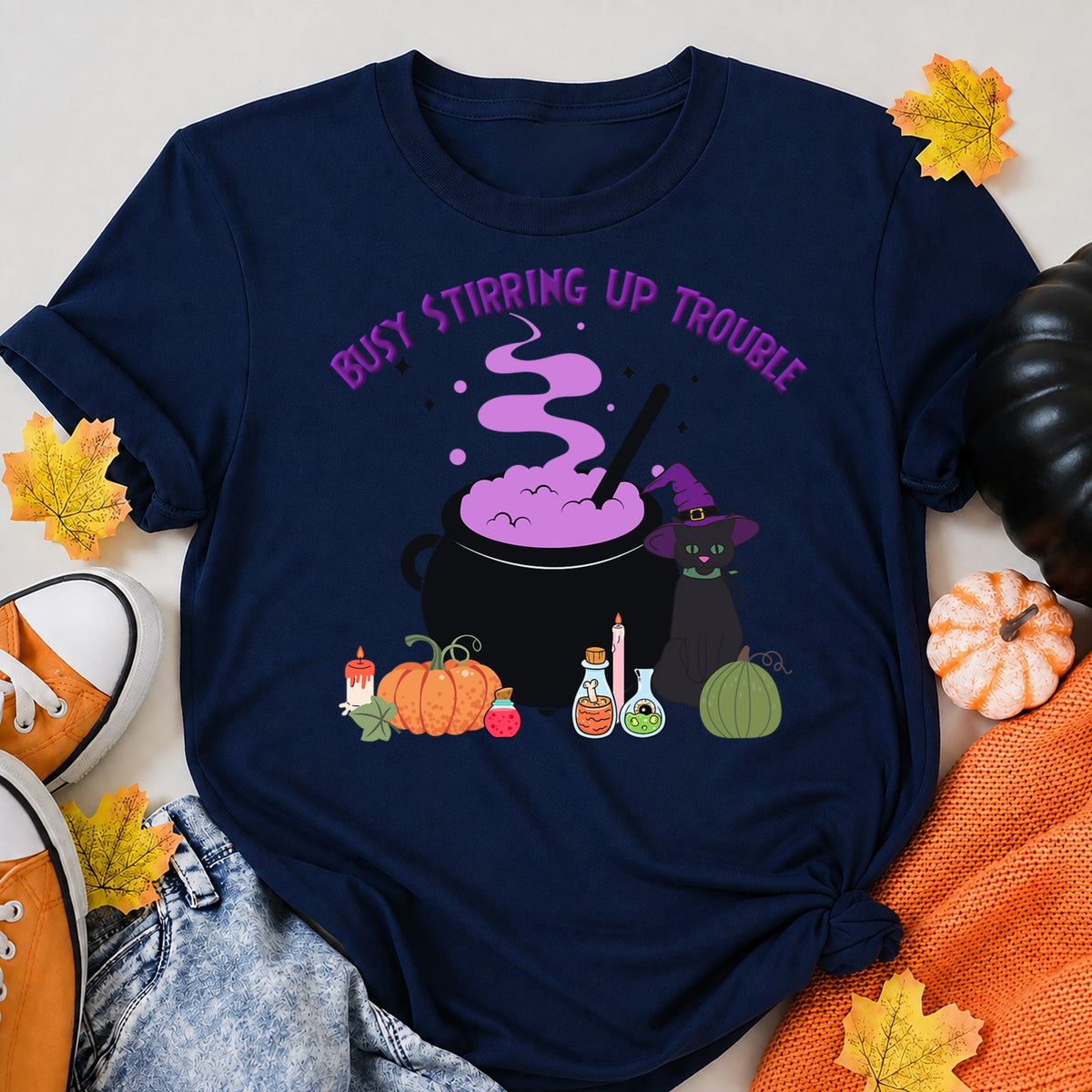 Witches Brew Halloween Shirt in Navy – alternate view