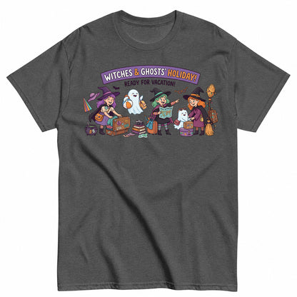 Witches Ghosts' Holiday Halloween Shirt in Grey – product view
