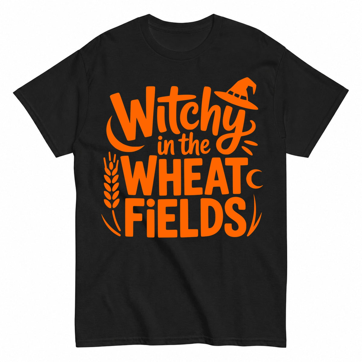 Witchy In The Wheat Fields Halloween Shirt in Black – product view