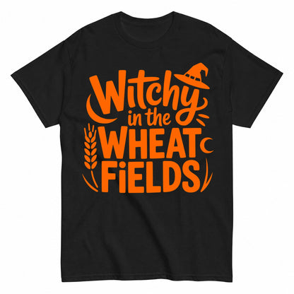 Witchy In The Wheat Fields Halloween Shirt in Black – product view