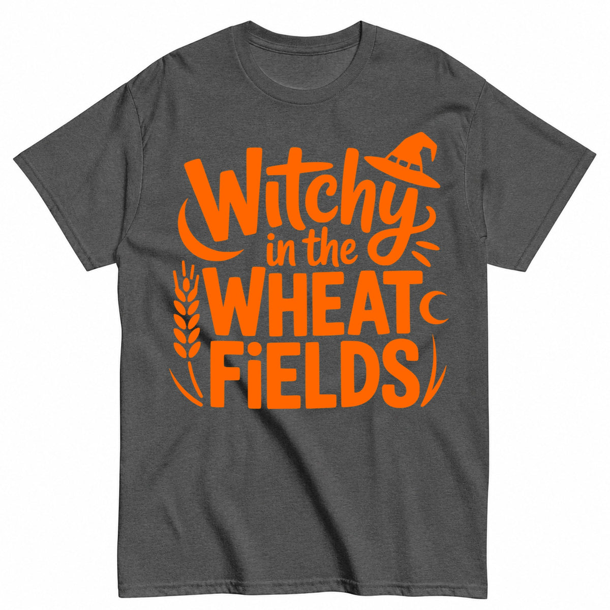 Witchy In The Wheat Fields Halloween Shirt in Grey – product view
