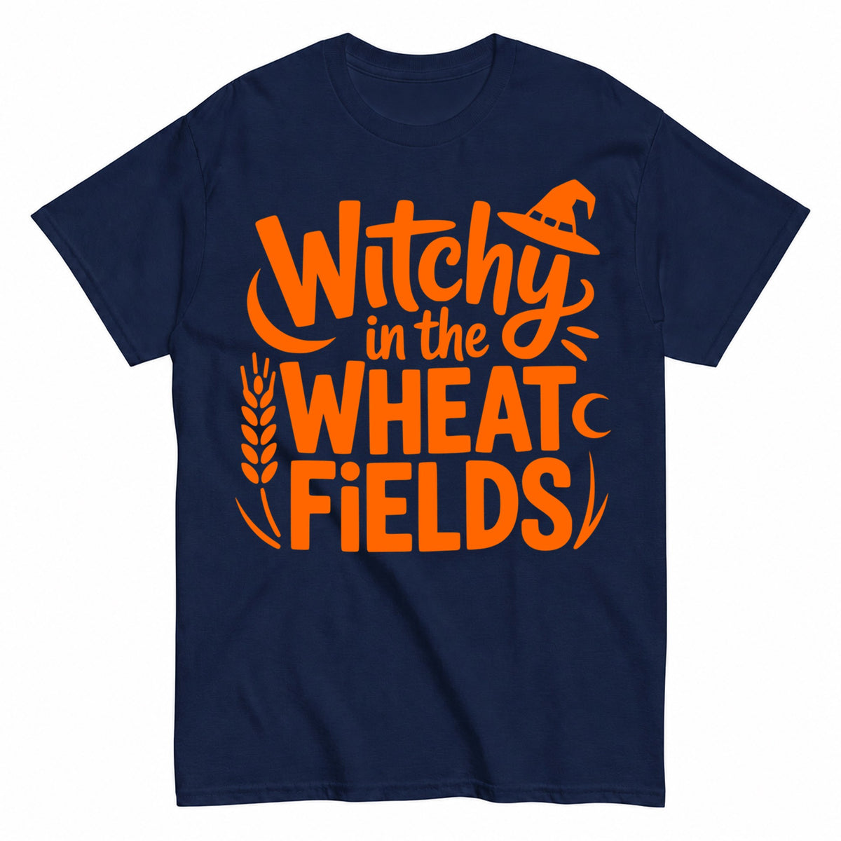 Witchy In The Wheat Fields Halloween Shirt in Navy – product view