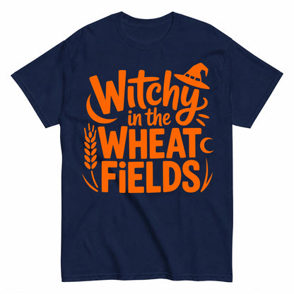 Witchy In The Wheat Fields Halloween Shirt in Navy – product view