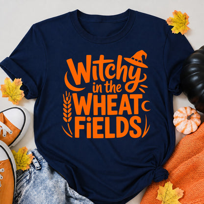 Witchy In The Wheat Fields Halloween Shirt in Navy – alternate view