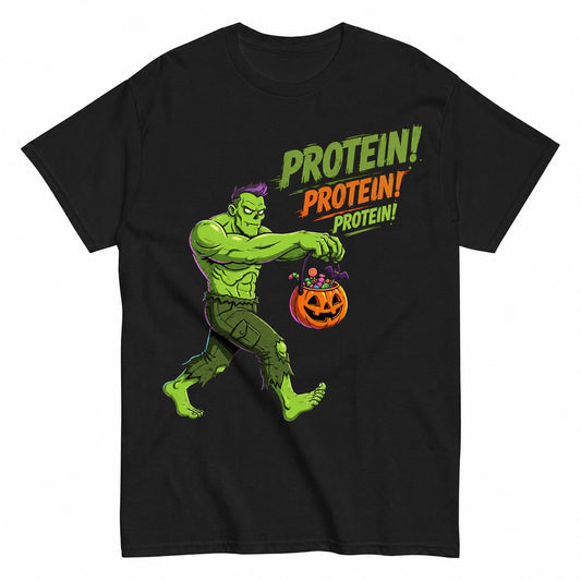 Zombie Protein Halloween Shirt in Black – product view