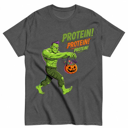 Zombie Protein Halloween Shirt in Grey – product view