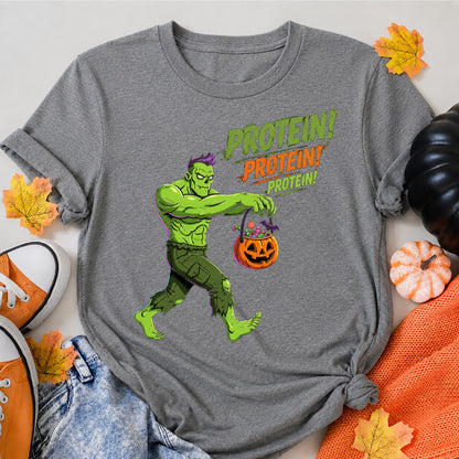 Zombie Protein Halloween Shirt in Grey – alternate view